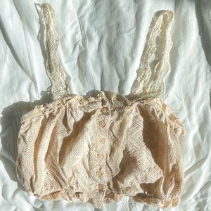 Lace Button Up Crop Top (M)